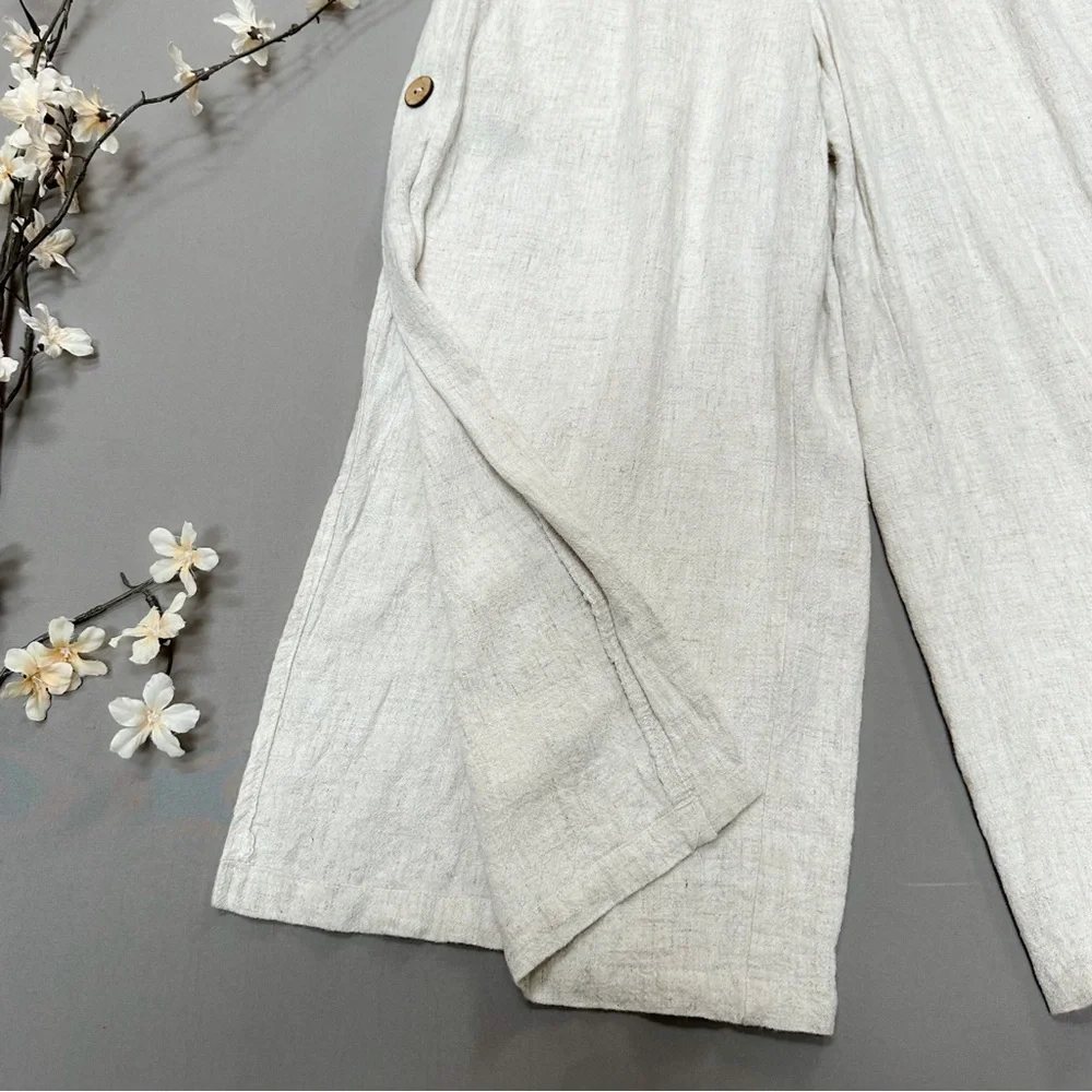 VERY J natural/tan/beige/cream linen jumpsuit, M. - Picture 6 of 8